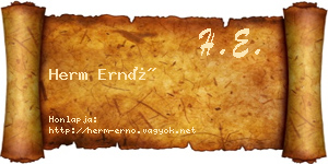 Herm Ernő névjegykártya